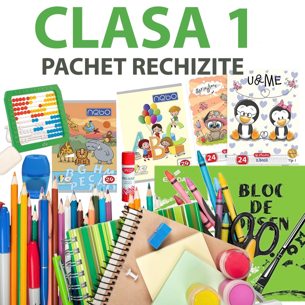 Pachet rechizite scolare pentru clasa 1, set complet pentru elevi cliclul primar, 22 piese - imagine 30